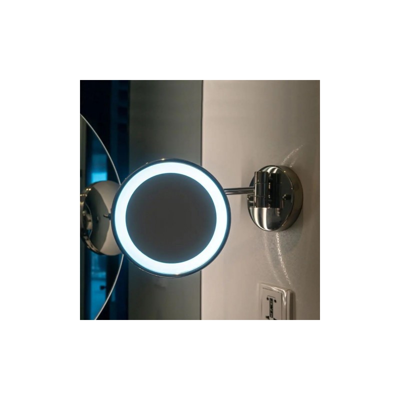 Lustro Ścienne V-TAC 3W LED Łazienka Makijaż 4xAAA Fi.17CM Chrom VT-7571 6400K 30lm