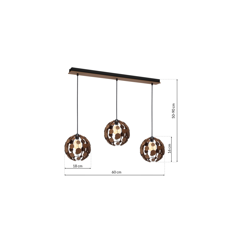 Lampa wisząca GAIA BROWN / WOOD 3xE27 60W