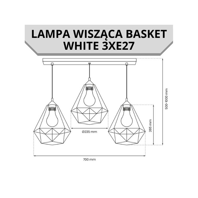 Lampa wisząca BASKET WHITE 3xE27