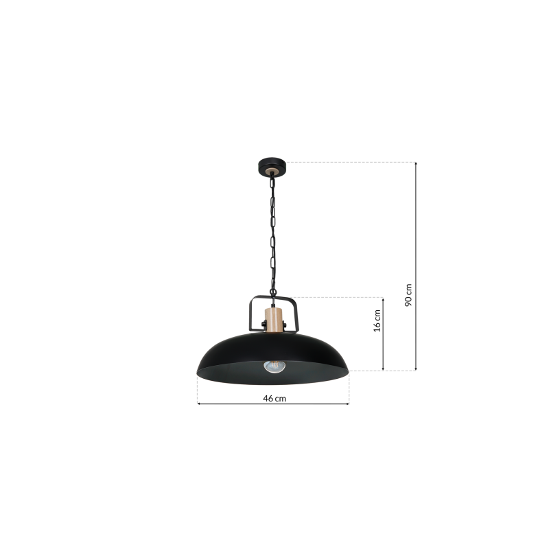 Lampa wisząca FRIDA BLACK / WOOD 1xE27 60W