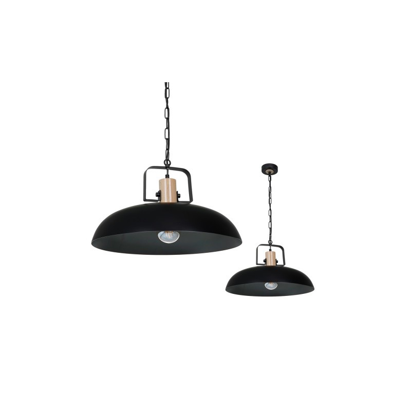 Lampa wisząca FRIDA BLACK / WOOD 1xE27 60W