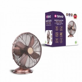 Wentylator TEVO biurkowy 12" retro metalowy 40W miedziany