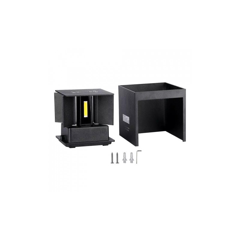 Oprawa Ścienna V-TAC 6W Kinkiet Góra/Dół Regulowany Czarny Kwadrat IP65 Bridgelux VT-759 3000K 660lm