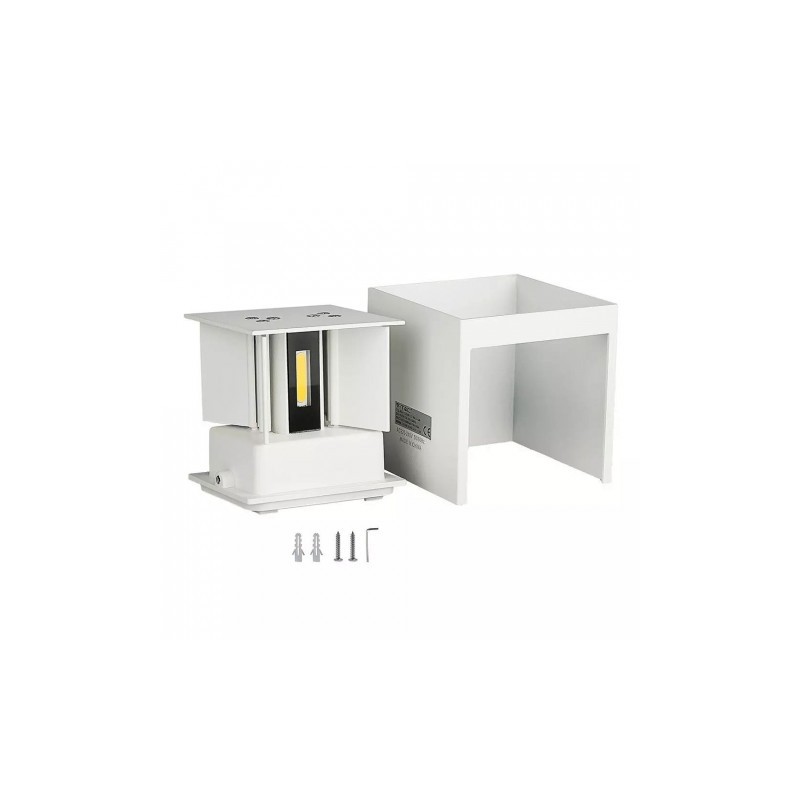 Oprawa Ścienna V-TAC 6W Kinkiet Góra/Dół Regulowany Biały Kwadrat IP65 Bridgelux VT-759 3000K 660lm