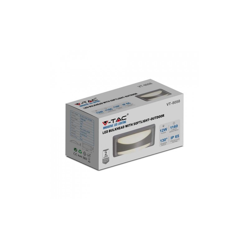 Oprawa Ścienna V-TAC 12W LED Szary IP65 VT-8058 6400K 1160lm