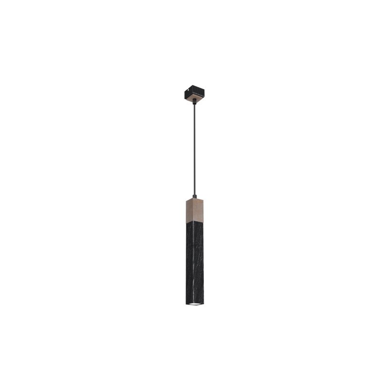 Lampa wisząca SOLO SAWN BLACK / PATINATED WOOD 1x mini GU10