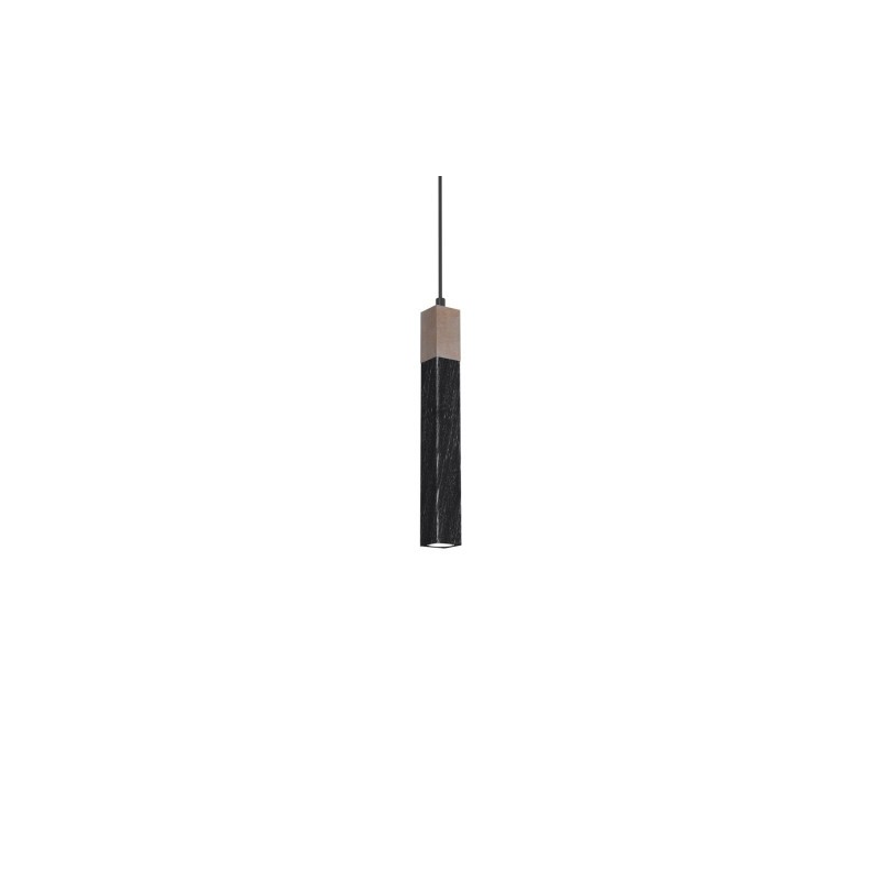 Lampa wisząca SOLO SAWN BLACK / PATINATED WOOD 1x mini GU10
