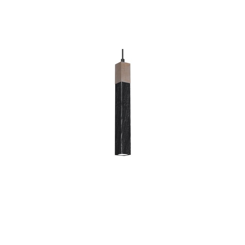 Lampa wisząca SOLO SAWN BLACK / PATINATED WOOD 1x mini GU10