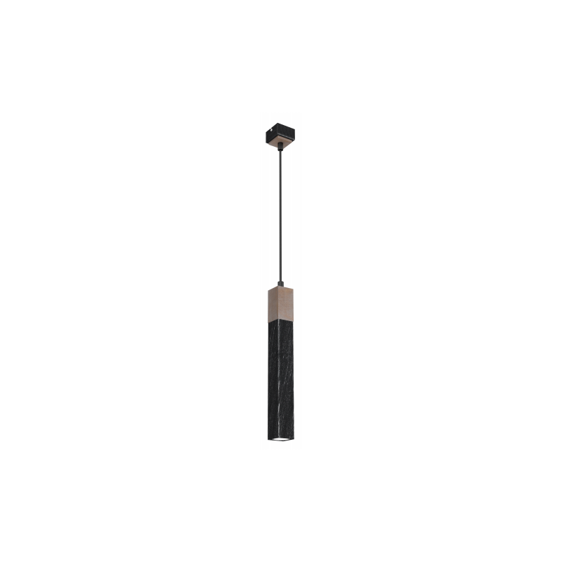 Lampa wisząca SOLO SAWN BLACK / PATINATED WOOD 1x mini GU10