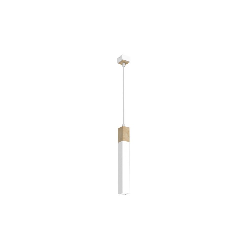 Lampa wisząca SOLO SAWN WHITE / PATINATED WOOD 1x mini GU10