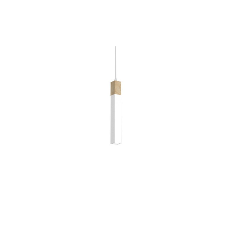 Lampa wisząca SOLO SAWN WHITE / PATINATED WOOD 1x mini GU10