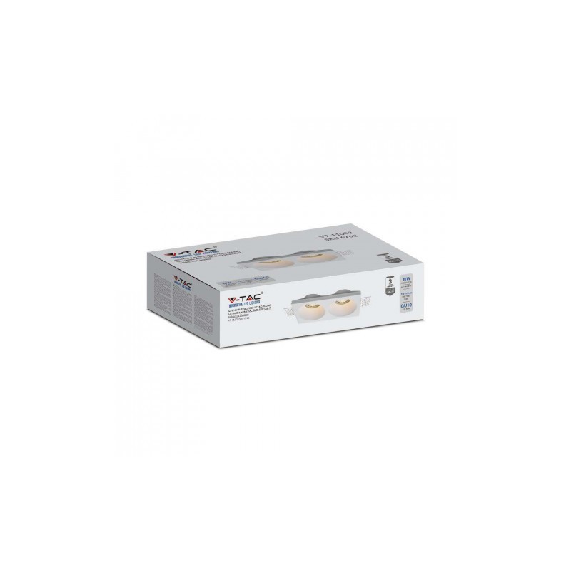 Oprawa Gipsowa V-TAC 2xGU10 Sufitowa Biała 190x100 VT-11002 3 Lata Gwarancji