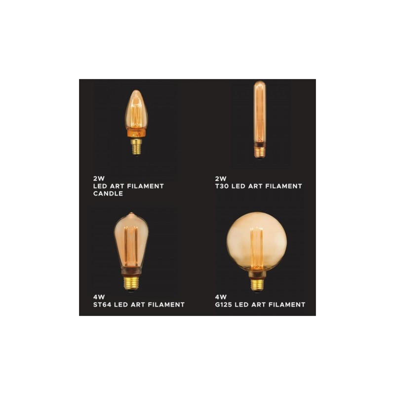 Żarówka LED V-TAC 4W EDISON RETRO E27 G125 Bursztynowa 200K VT-2195 1800K 200lm