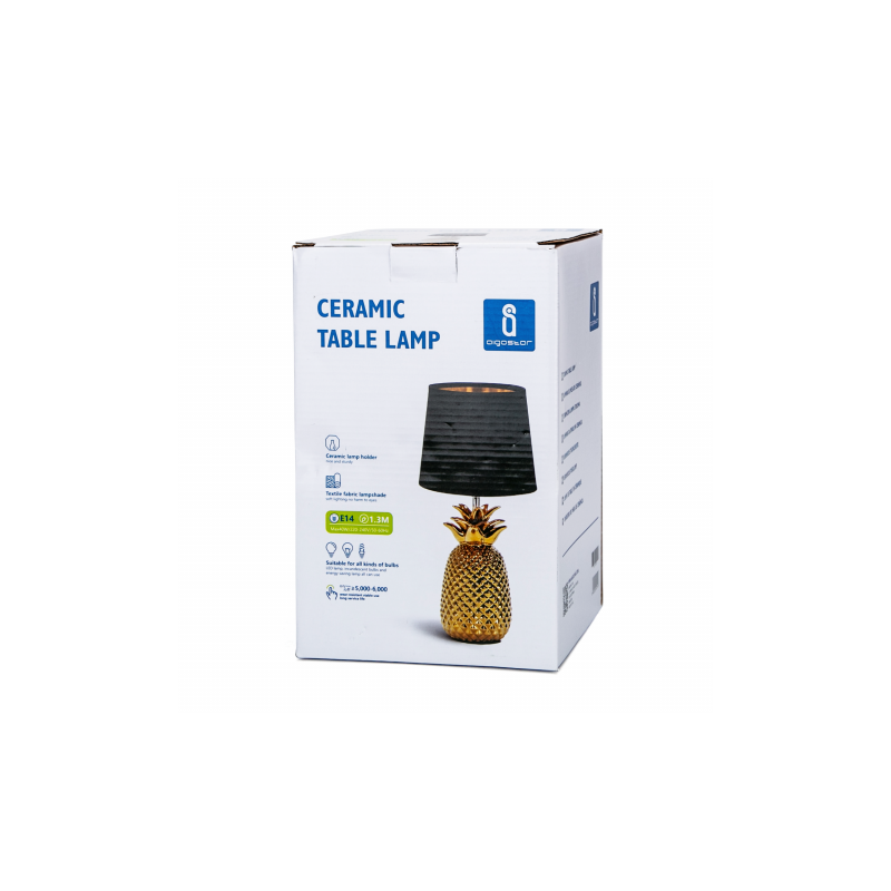 Ceramiczna lampa stołowa E14 15 Złota z czarnym kloszem
