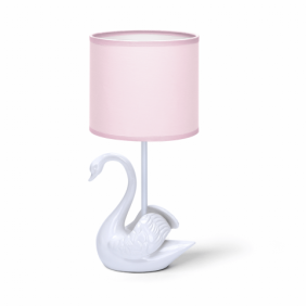 Ceramiczna lampa stołowa E14 10 Biała z różowym kloszem