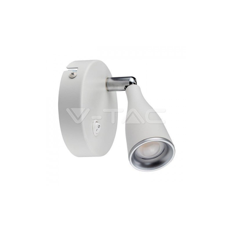 Oprawa Kinkiet V-TAC 4,5W LED Biały z włącznikiem 3000K 360lm VT-805