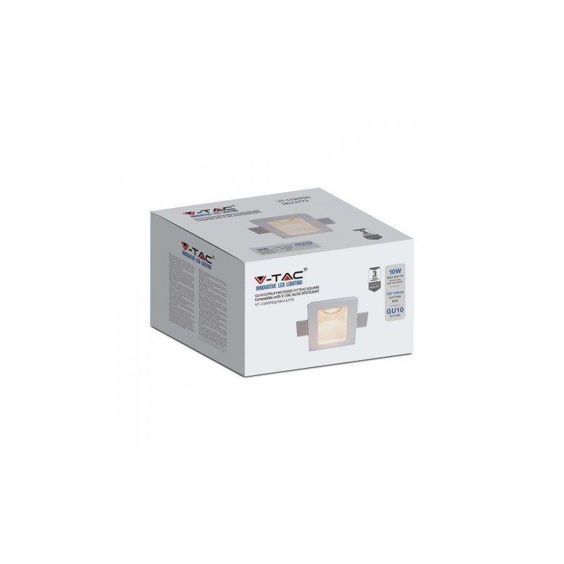 Oprawa Gipsowa V-TAC GU10 Kinkiet Ścienny 120x120 VT-11009 3 Lata Gwarancji