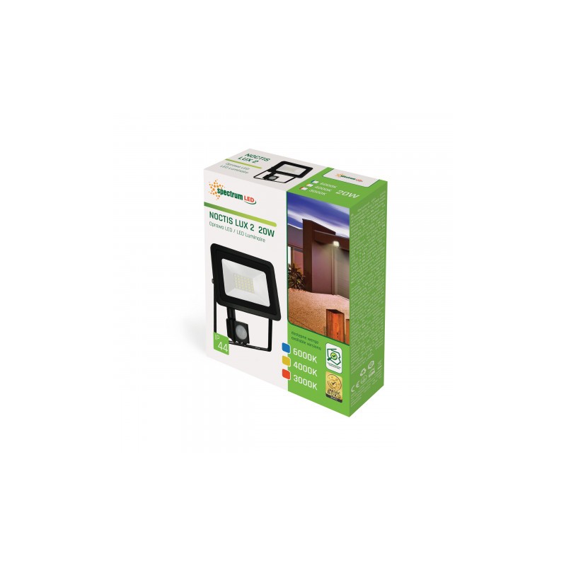 Naświetlacz LED 20W NOCTIS LUX 2 IP44 CW Czujnik ruchu - Czarny