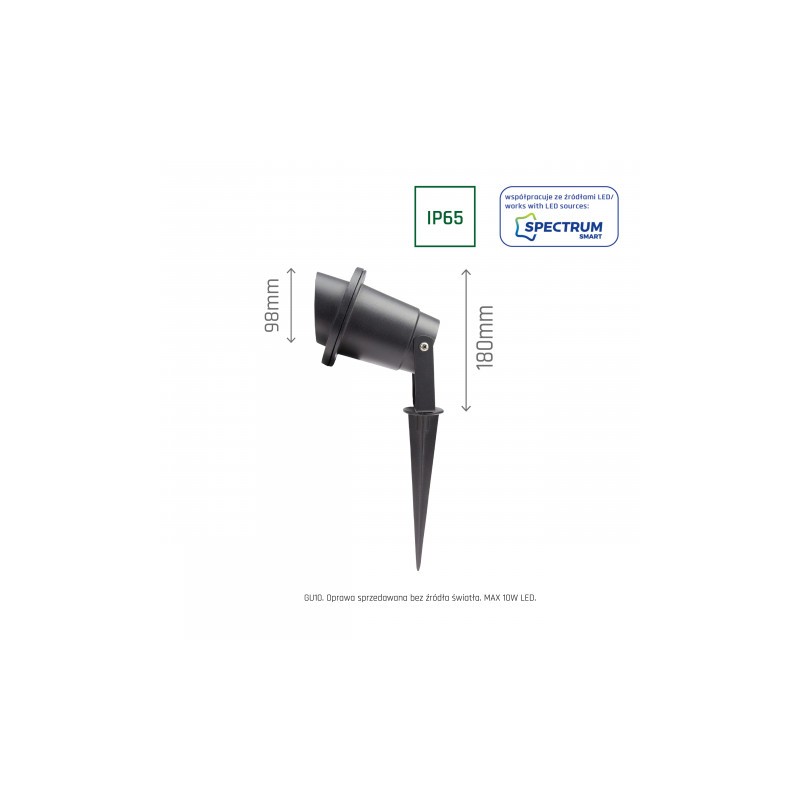 FLORI GU10 ALU ANGLE   250V IP65 98x180mm CZARNA wbijana, ruchoma