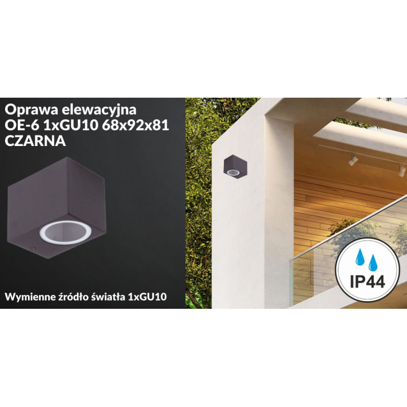 Oprawa elewacyjna OE-6 1xGU10 68x92x81 CZARNA