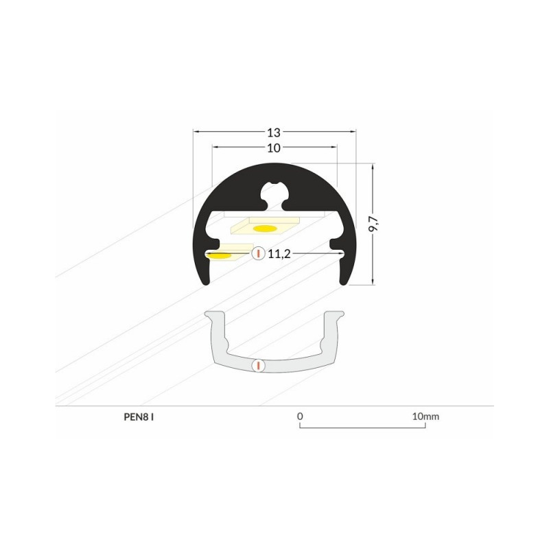 Profil meblowy do taśm LED PEN8 I 2 metry