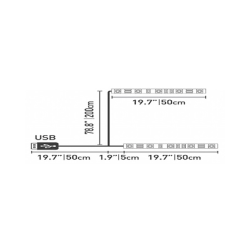 TAŚMA LED USB TV 2X50CM 3000K
