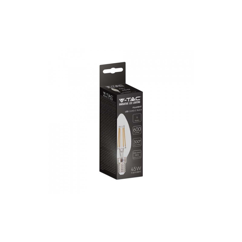 Żarówka LED V-TAC V-TAC 6W Filament E14 Przezroczysta Świeczka VT-2127 3000K 600lm