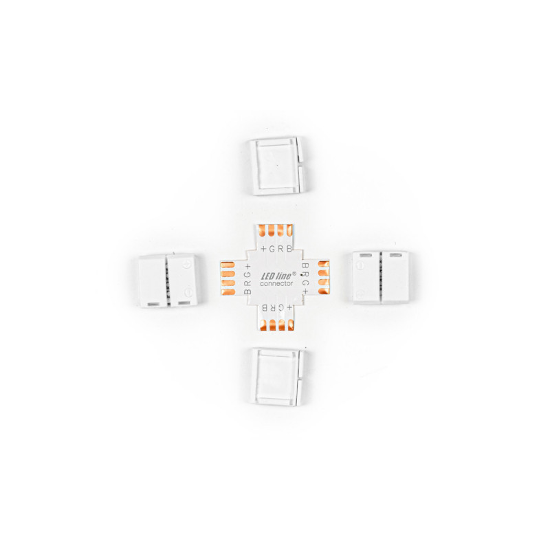 LED line łącznik do taśm LED CLICK CONNECTOR kątowy 10 mm 4 PIN Typ + RGB