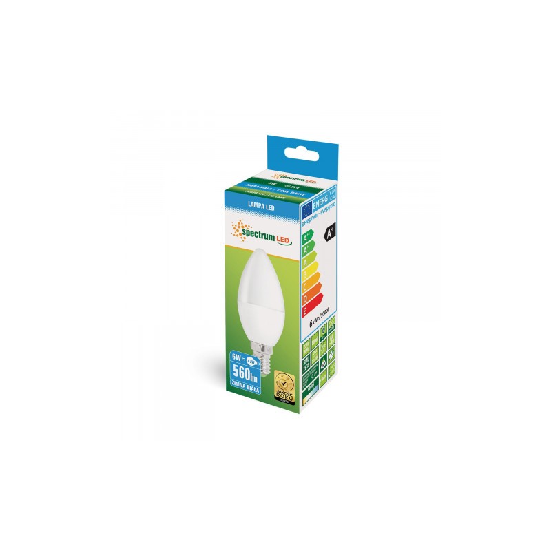 Żarówka LED E14 6W świecowa - Biała Zimna