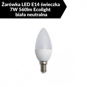Żarówka LED E14 świeczka 7W 560lm Ecolight - biała neutralna