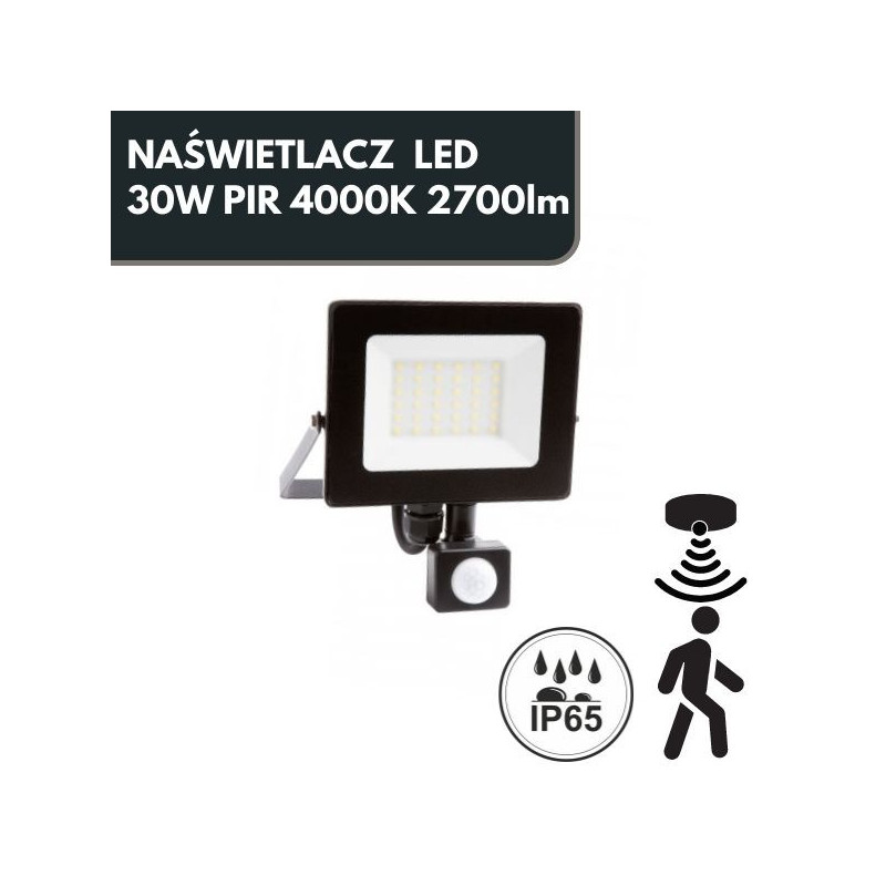 NAŚWIETLACZ  LED 30W PIR 4000K 2700lm