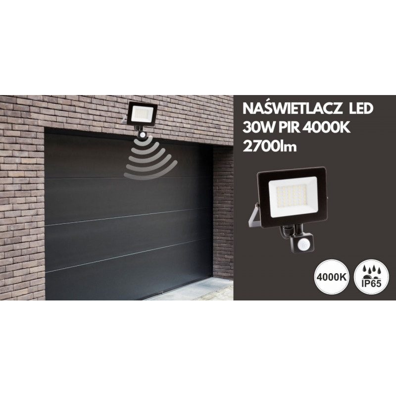 NAŚWIETLACZ  LED 30W PIR 4000K 2700lm