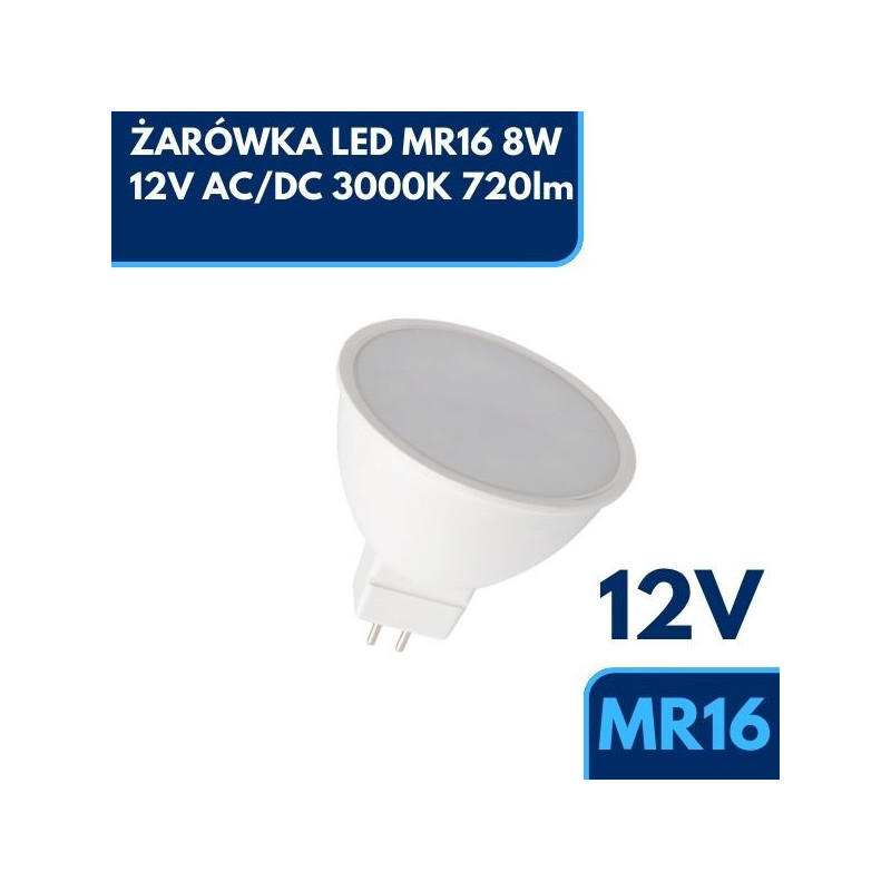 ŻARÓWKA LED MR16 EcoLight 8W 12V AC/DC 3000K 720lm