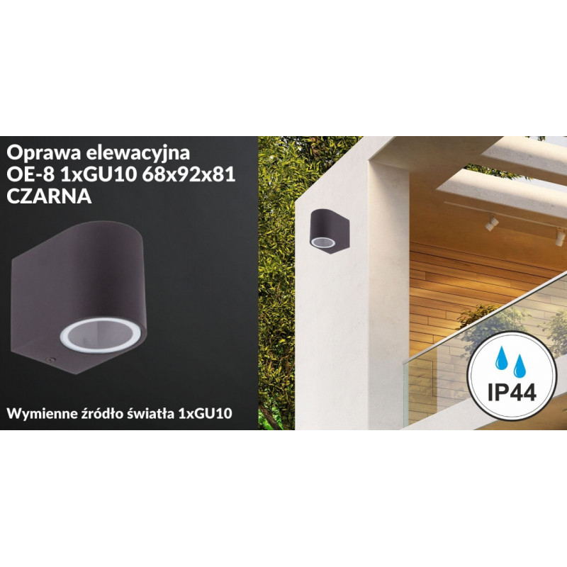 Oprawa elewacyjna OE-8 1xGU10 68x92x81 CZARNA
