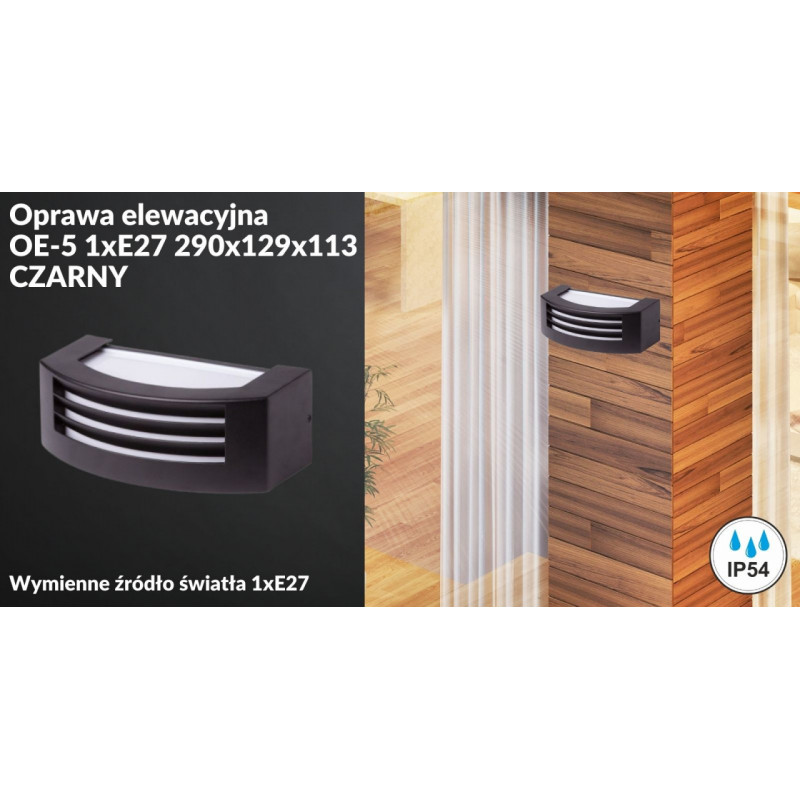 Oprawa elewacyjna OE-5 1xE27 290x129x113 CZARNY