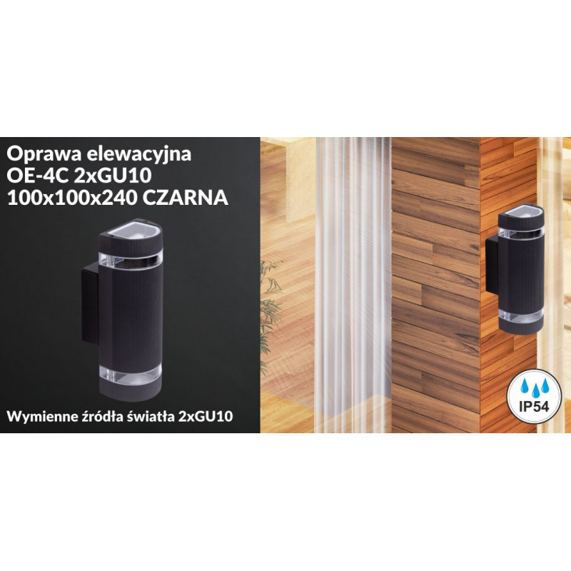 Oprawa elewacyjna OE-4C 2xGU10 100x100x240 CZARNA