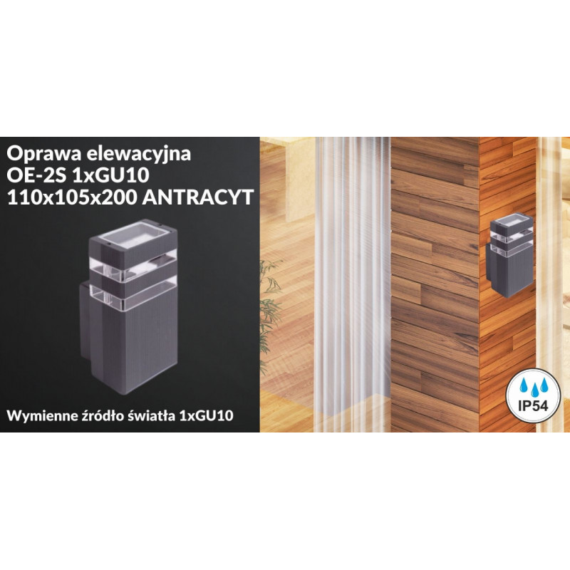 Oprawa elewacyjna OE-2S 1xGU10 110x105x200 ANTRACYT