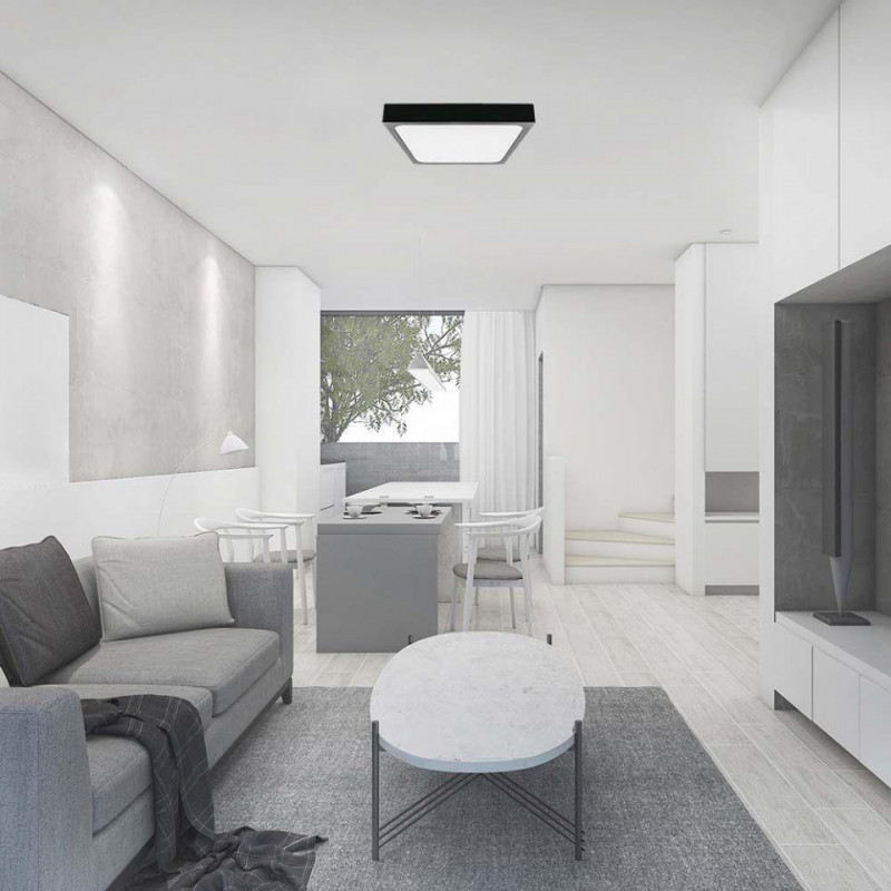 18W LED DOME LIGHT 4000K SQUARE,BLACK FRAME IP44