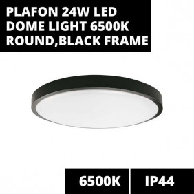 PLAFON 24W LED DOME LIGHT 6500K ROUND,BLACK FRAME IP44