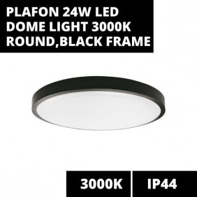 PLAFON 24W LED DOME LIGHT 3000K ROUND,BLACK FRAME IP44