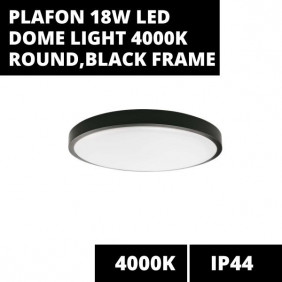PLAFON 18W LED DOME LIGHT 4000K ROUND,BLACK FRAME IP44
