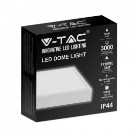 30W LED DOME LIGHT 3000K SQUARE,WHITE FRAME IP44
