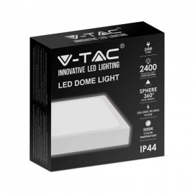 24W LED DOME LIGHT 3000K SQUARE,WHITE FRAME IP44