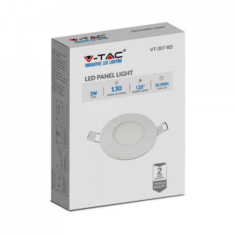 3W LED PANEL LIGHT WITH EMC DRIVER 4000K ROUND
