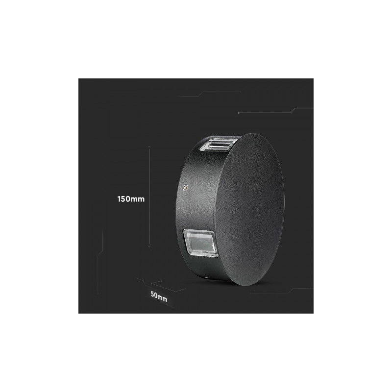 Oprawa Ścienna V-TAC 3W LED IP65 Czarna Okrągła VT-706 3000K 428lm