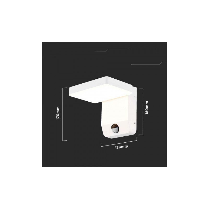 Projektor Oprawa Elewacyjna V-TAC 17W Czujnik Ruchu Biała IP65 VT-11020S 4000K 2520lm