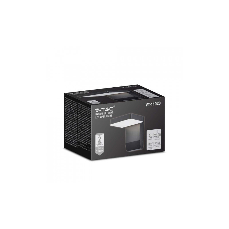 Oprawa Elewacyjna V-TAC 20W LED Czarna IP65 VT-11020 3000K 2580lm