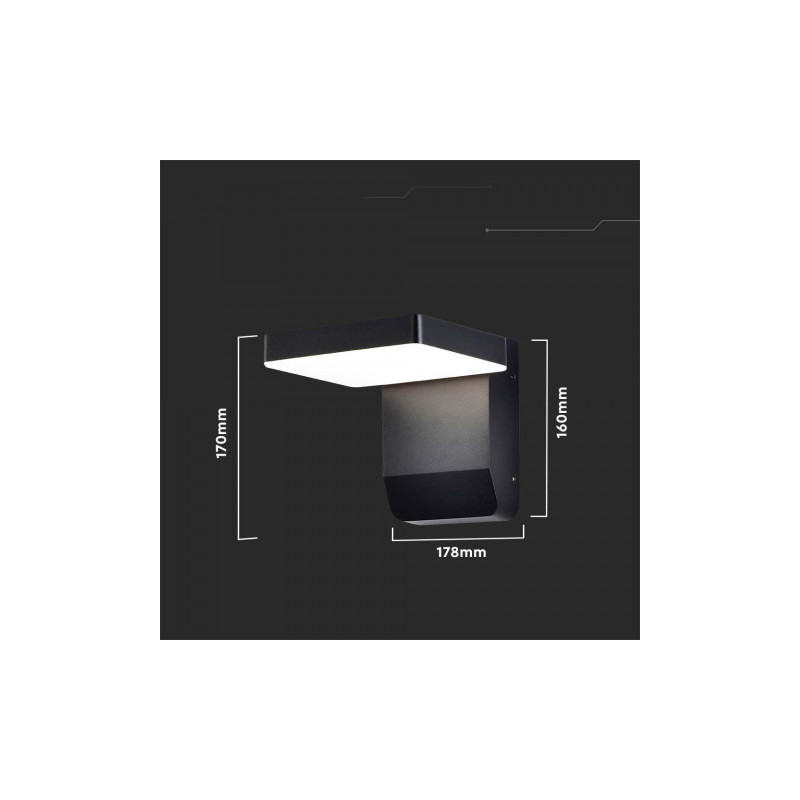 Oprawa Elewacyjna V-TAC 20W LED Czarna IP65 VT-11020 3000K 2580lm