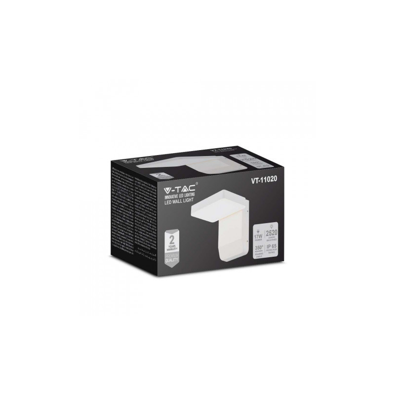 Oprawa Elewacyjna V-TAC 20W LED Biała IP65 VT-11020 3000K 2580lm