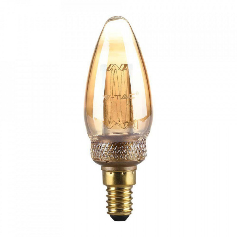 Żarówka LED V-TAC 2W EDISON RETRO Świeczka E14 Bursztynowa 200K VT-2152 1800K 65lm